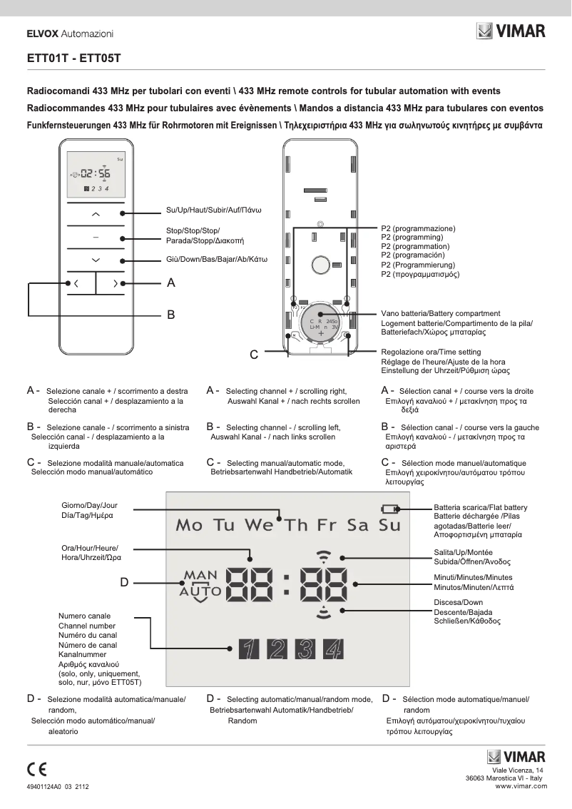 Page 1 de la notice Instructions / montage Vimar ELVOX ETT01T