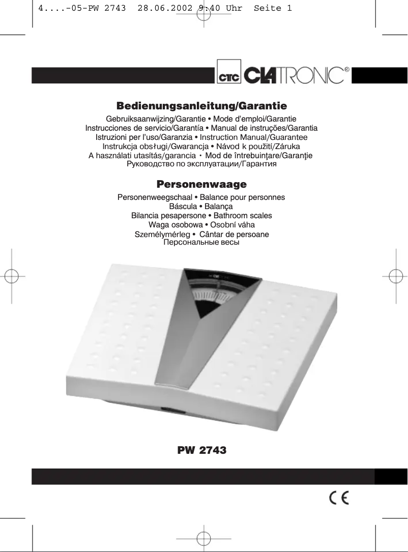 Página 1 del manual Manual de usuario Clatronic PW 2743