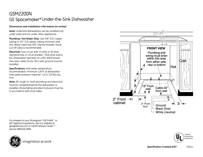 Image de la première page du manuel de l'appareil GSM2200NWW