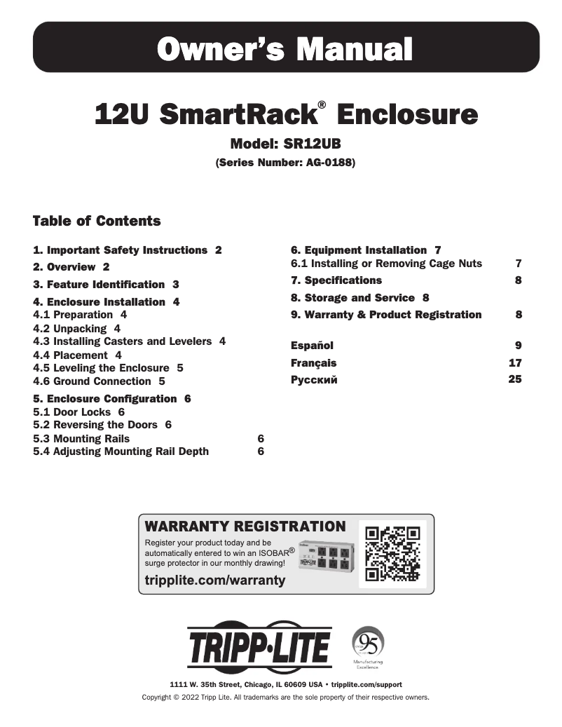 Página 1 del manual Manual de usuario Tripp Lite SmartRack SR12UB
