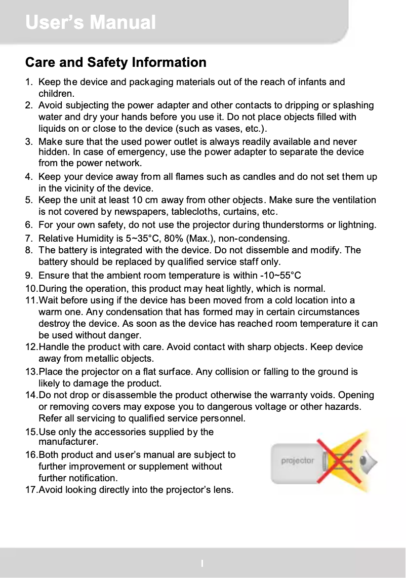 Image de la première page du manuel de l'appareil MobileCinema i60