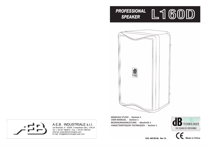 Página 1 del manual Manual de usuario DB Technologies L 160 D