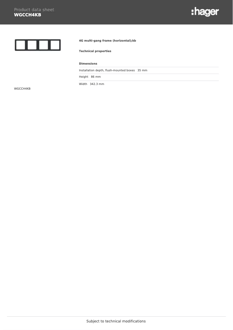 Page n°1 - Fiche technique Hager WGCCH4KB