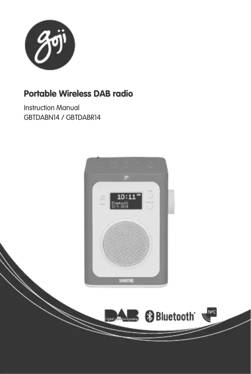 Page 1 de la notice Manuel utilisateur Goji GBTDABN14
