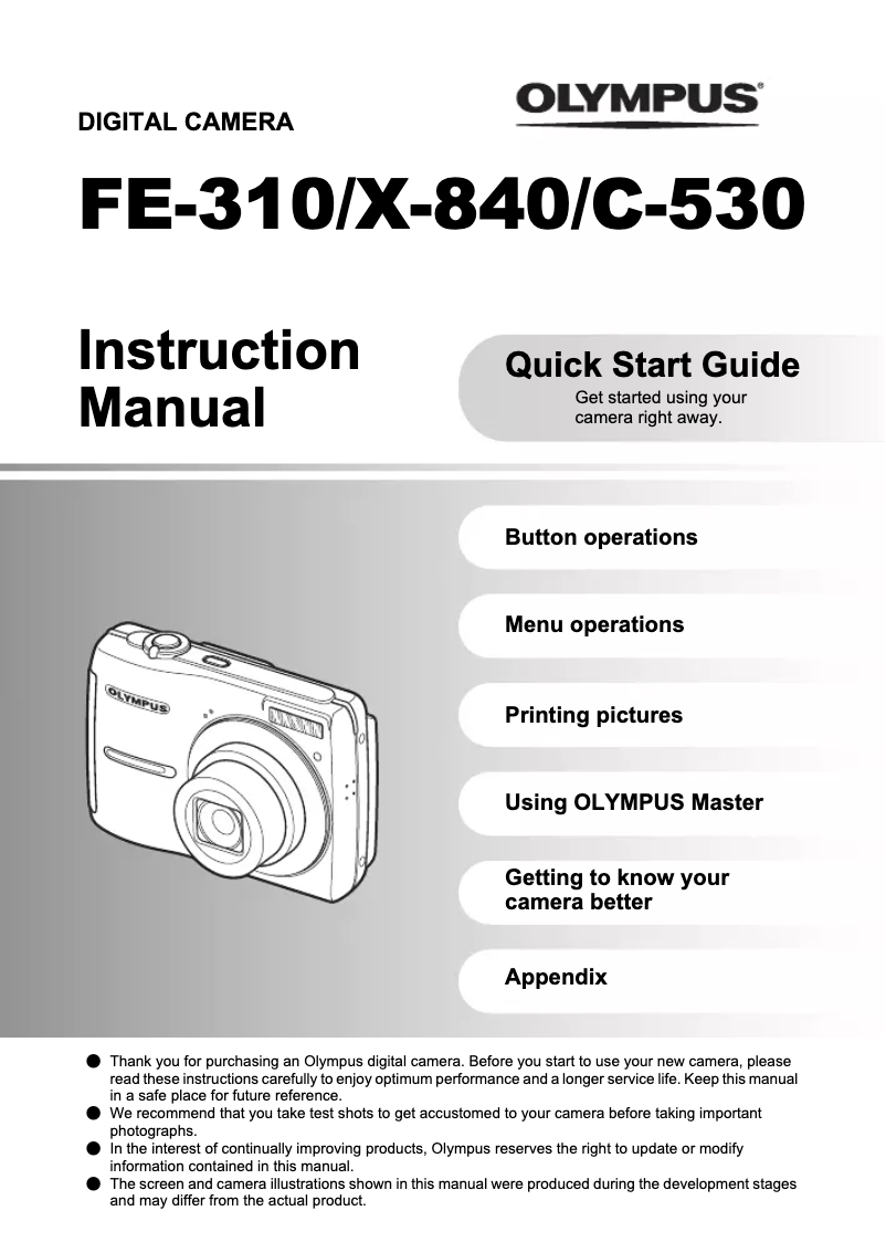 Page n°1 - Manuel utilisateur Olympus X-840