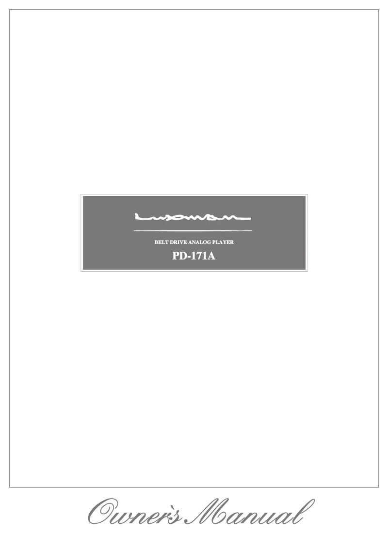 Page n°1 - Manuel utilisateur Luxman PD-171A
