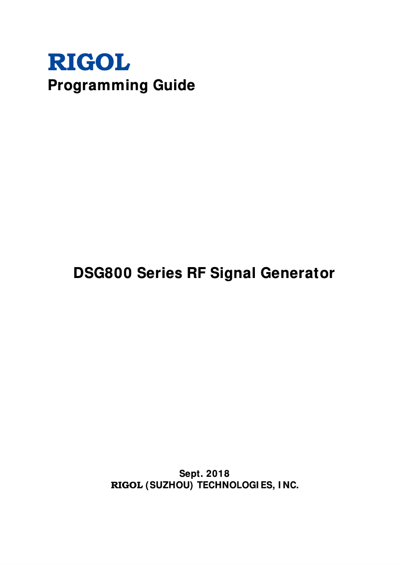Page 1 de la notice Manuel utilisateur Rigol DSG836A