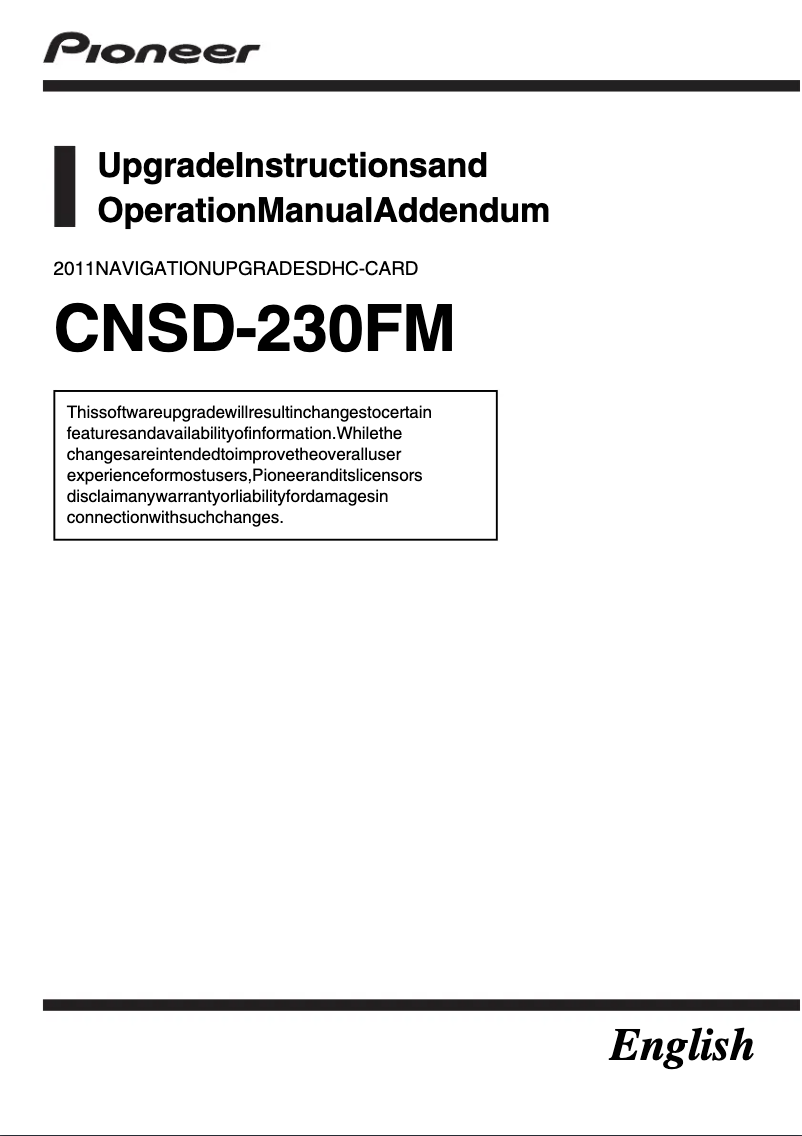 Page n°1 - Manuel utilisateur Pioneer CNSD-230FM