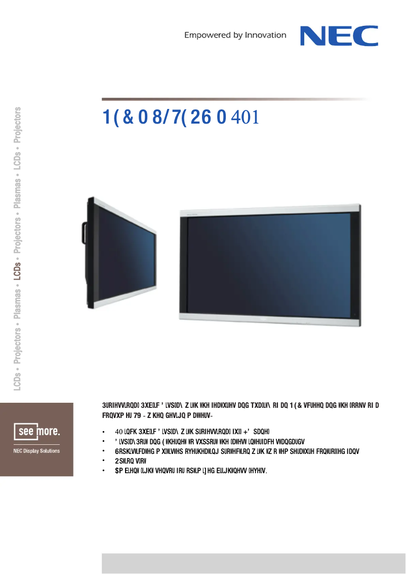 Página 1 del manual Ficha técnica NEC Multeos M401