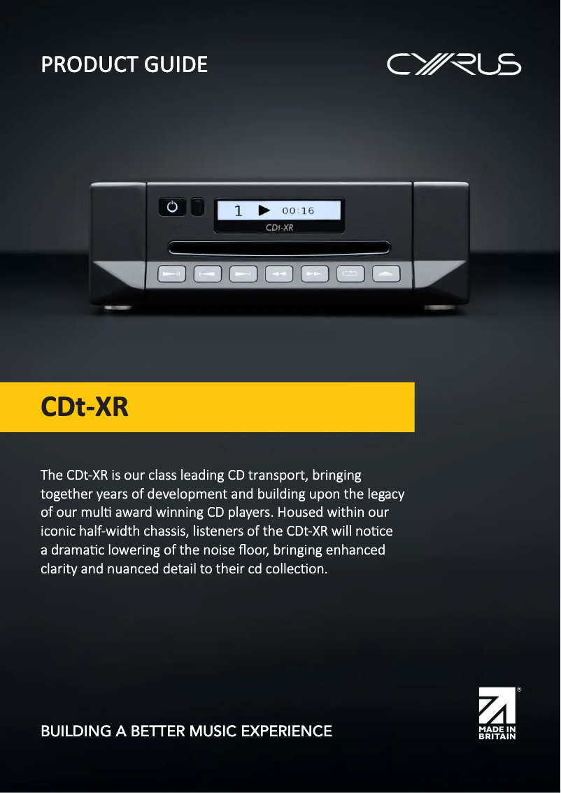 Page 1 de la notice Brochure Cyrus CDt-XR