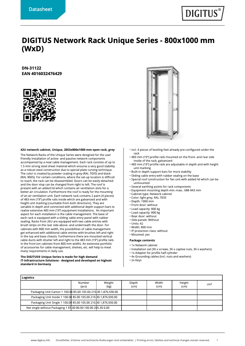 Imagen de la primera página del manual del dispositivo DN-31122