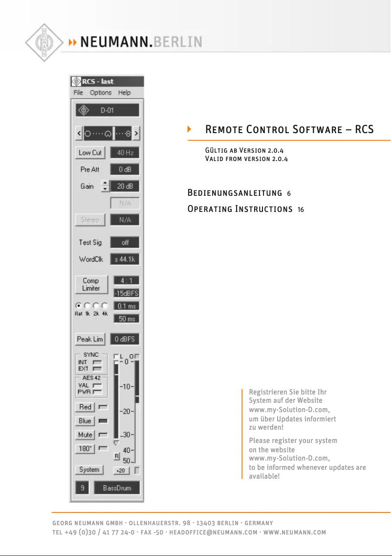 Page 1 de la notice Manuel utilisateur Neumann KK 120