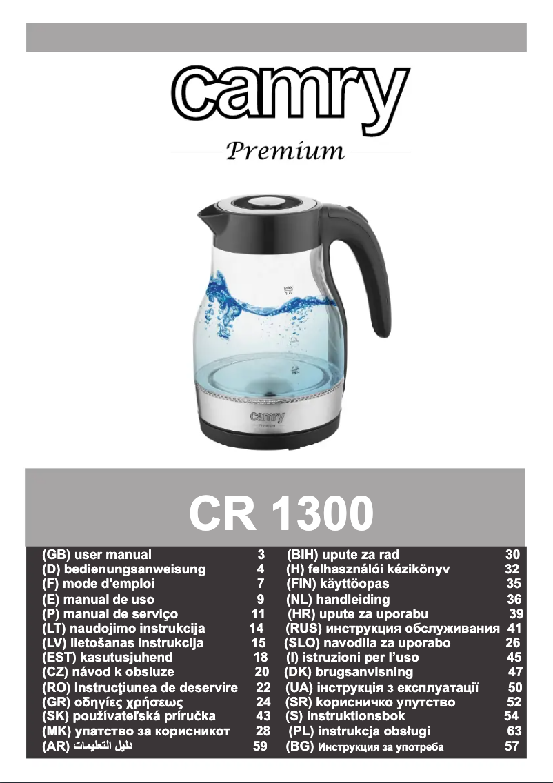 Page 1 de la notice Manuel utilisateur Camry CR 1300