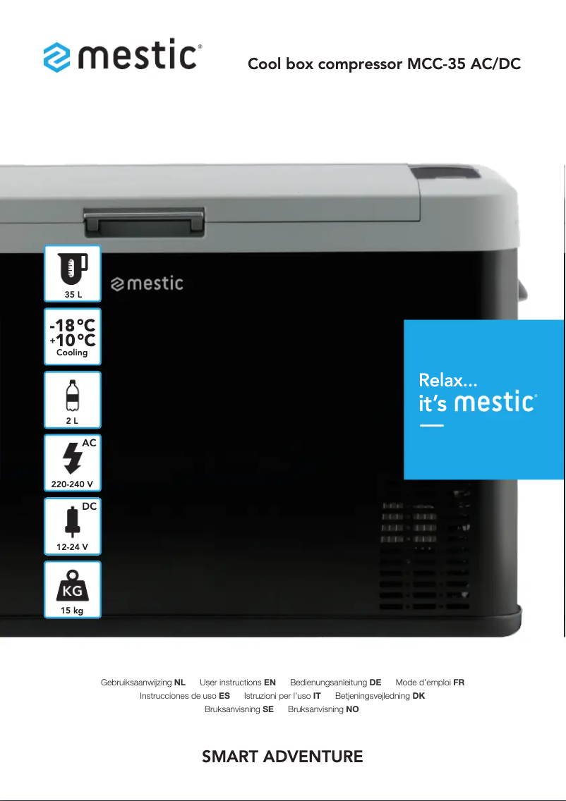 Page 1 de la notice Manuel utilisateur Mestic MCC-35