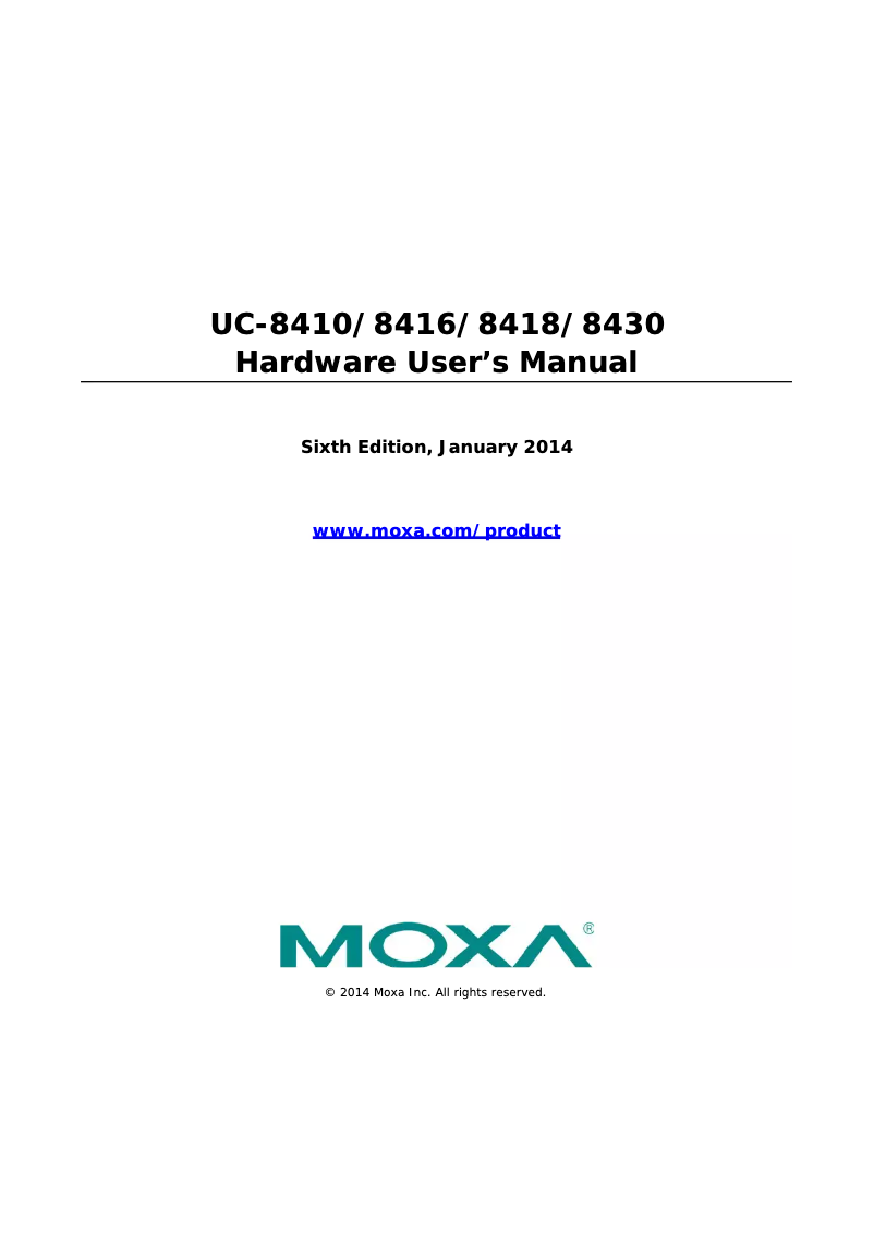 Page n°1 - Manuel utilisateur Moxa UC-8430-CE