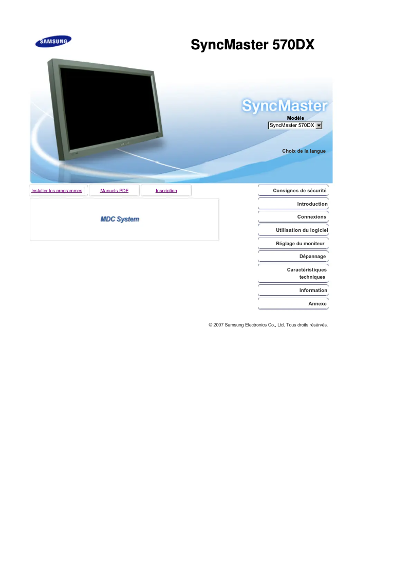 Page n°1 - Manuel utilisateur Samsung 570DX