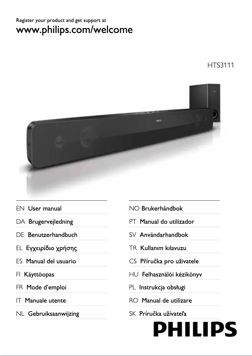 Image de la première page du manuel de l'appareil HTS3111
