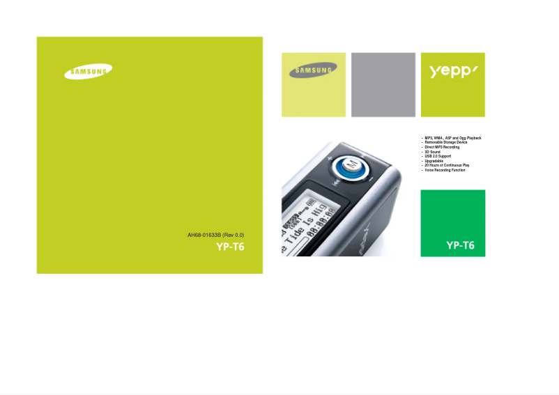 Page n°1 - Manuel utilisateur Samsung YP-T6Z