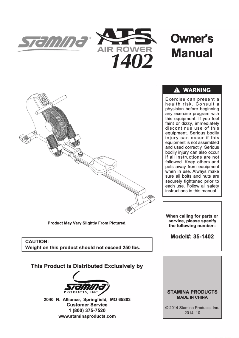 Page 1 de la notice Manuel utilisateur Stamina 1402