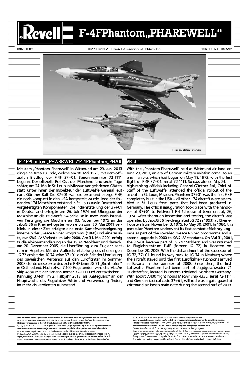 Image de la première page du manuel de l'appareil F-4F Phantom PHAREWELL