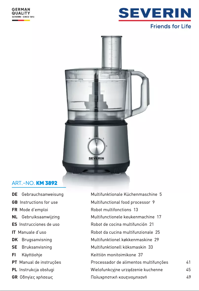 Page n°1 - Fiche technique Severin KM 3892