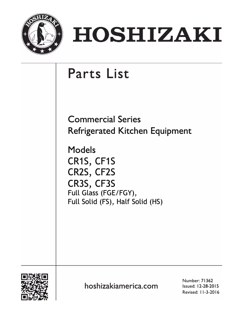 Image de la première page du manuel de l'appareil Commercial CR2S-FGE