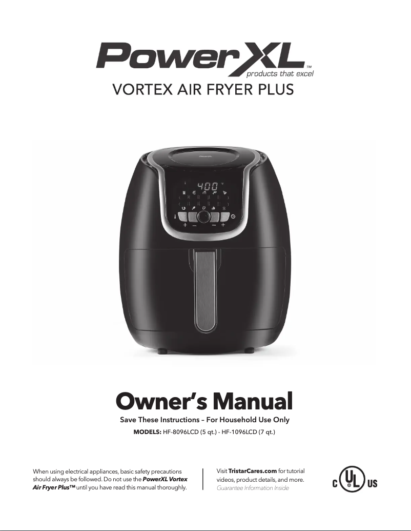 Image de la première page du manuel de l'appareil Vortex Air Fryer Plus HF-1096LCD