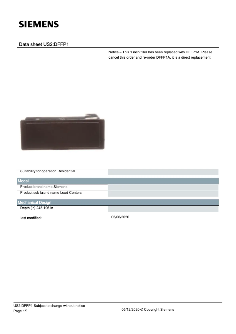 Image de la première page du manuel de l'appareil DFFP1A