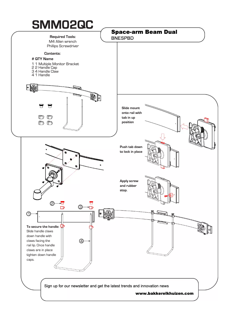 Page 1 de la notice Manuel utilisateur BakkerElkhuizen Space-arm Beam Dual