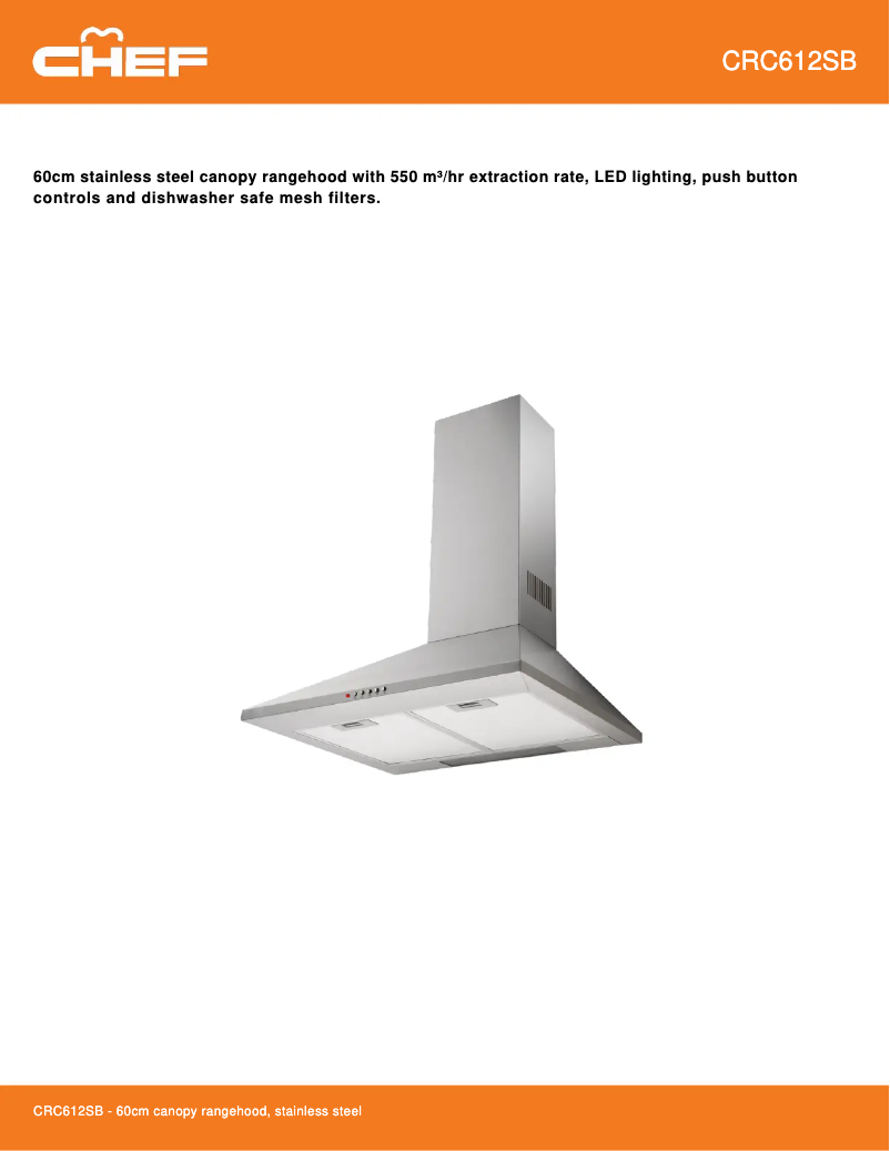 Page 1 de la notice Fiche technique Chef CRC612SB