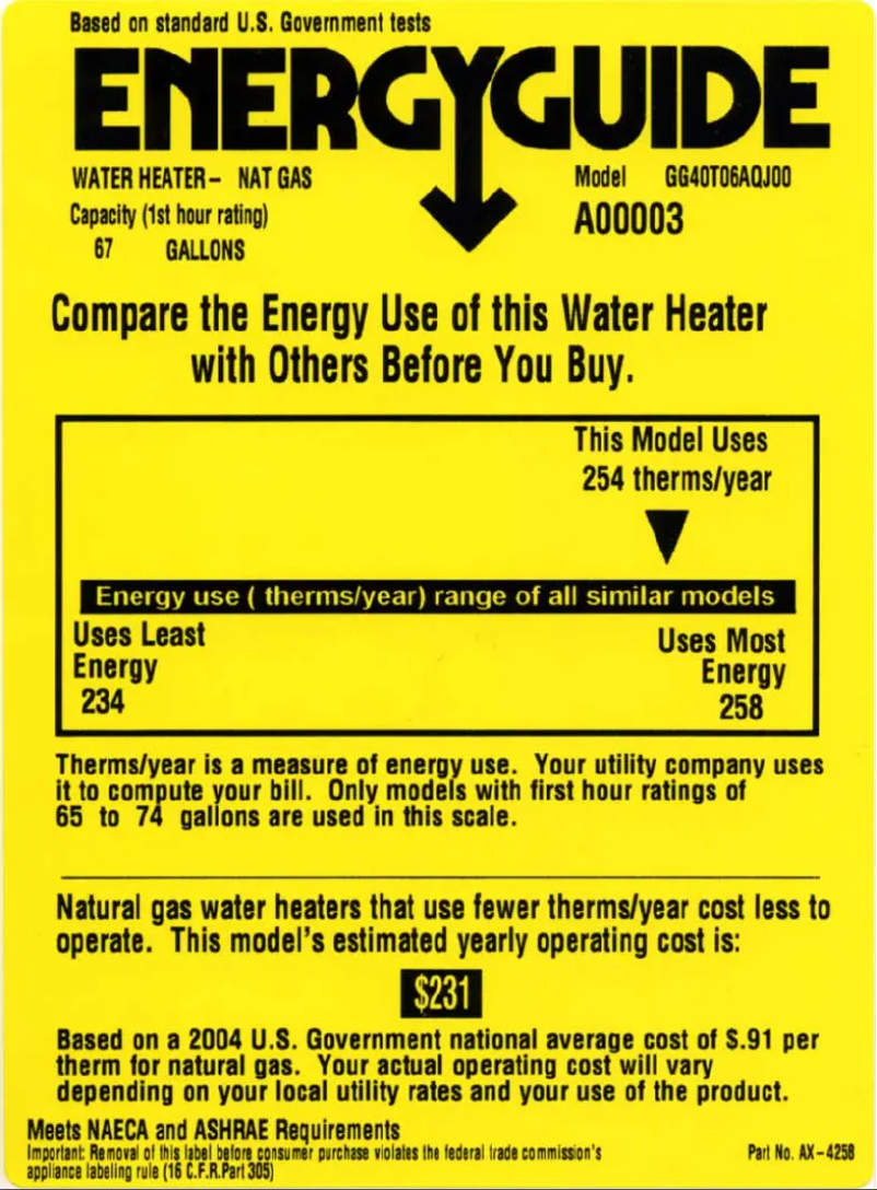 Page 1 de la notice Label énergétique GE GG40T06AQJ00