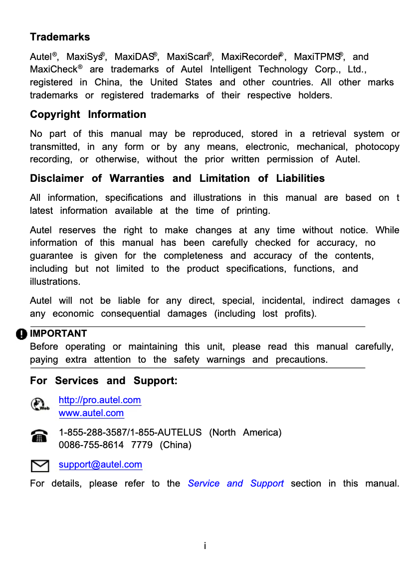 Page 1 de la notice Manuel utilisateur Autel MaxiDIAG Elite MD802