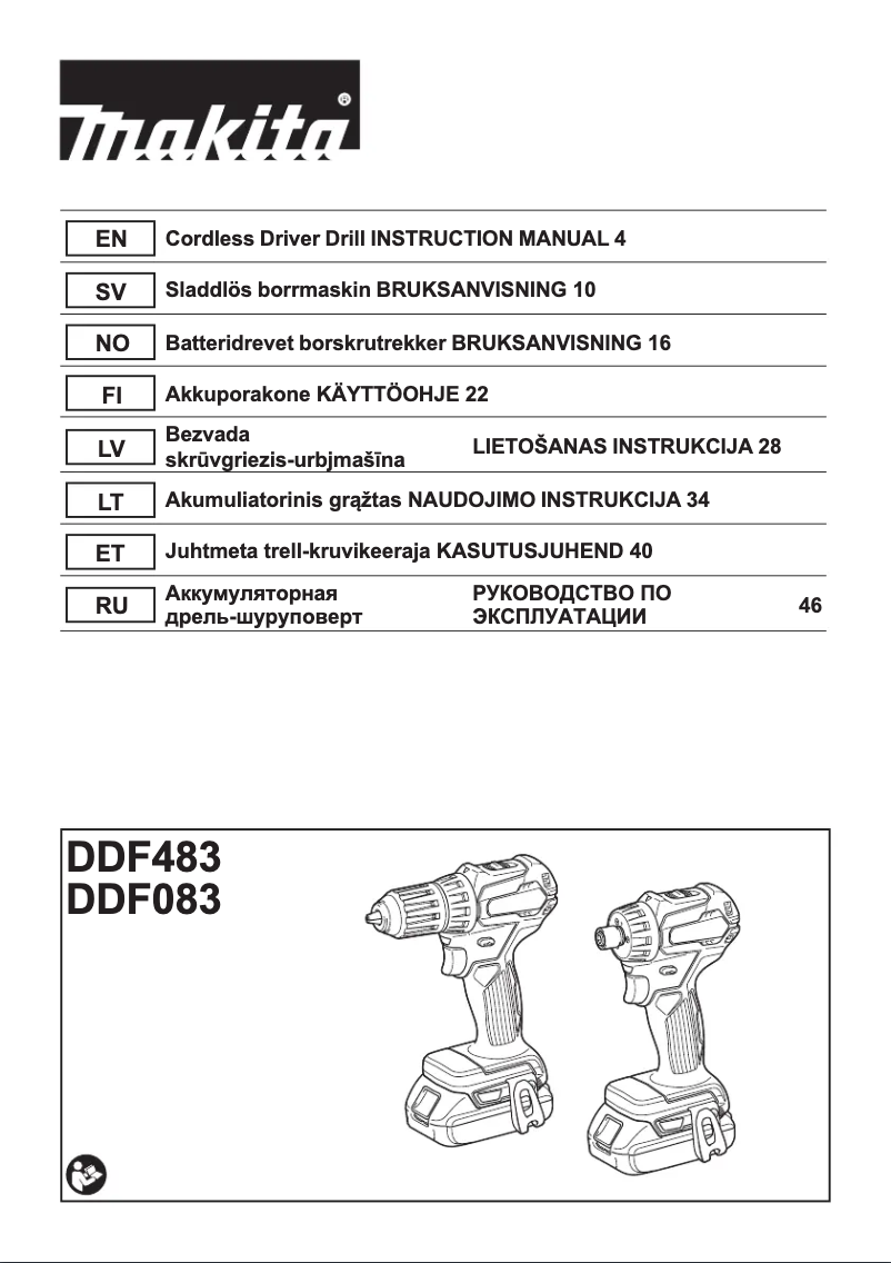 Page 1 de la notice Manuel utilisateur Makita DDF083