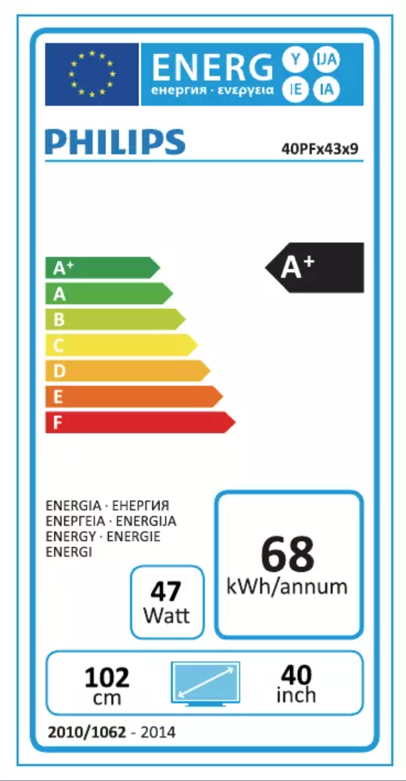 Page n°1 - Label énergétique Philips 4000 series 40PFH4309