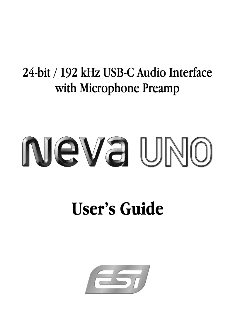 Page 1 de la notice Manuel utilisateur ESI Neva Uno