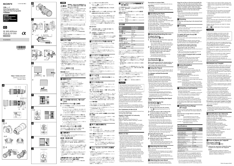 Page n°1 - Manuel utilisateur Sony FE 200-600mm f/5.6-6.3 G OSS