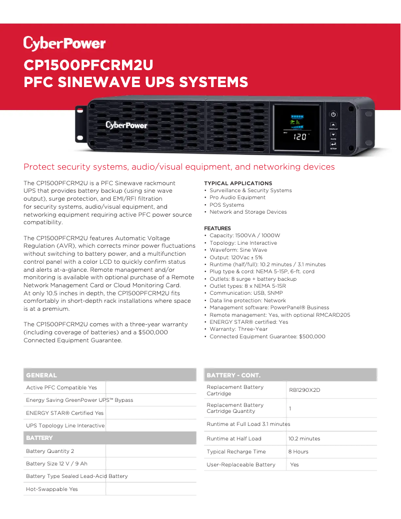 Page n°1 - Informations de garantie CyberPower CP1500PFCRM2U