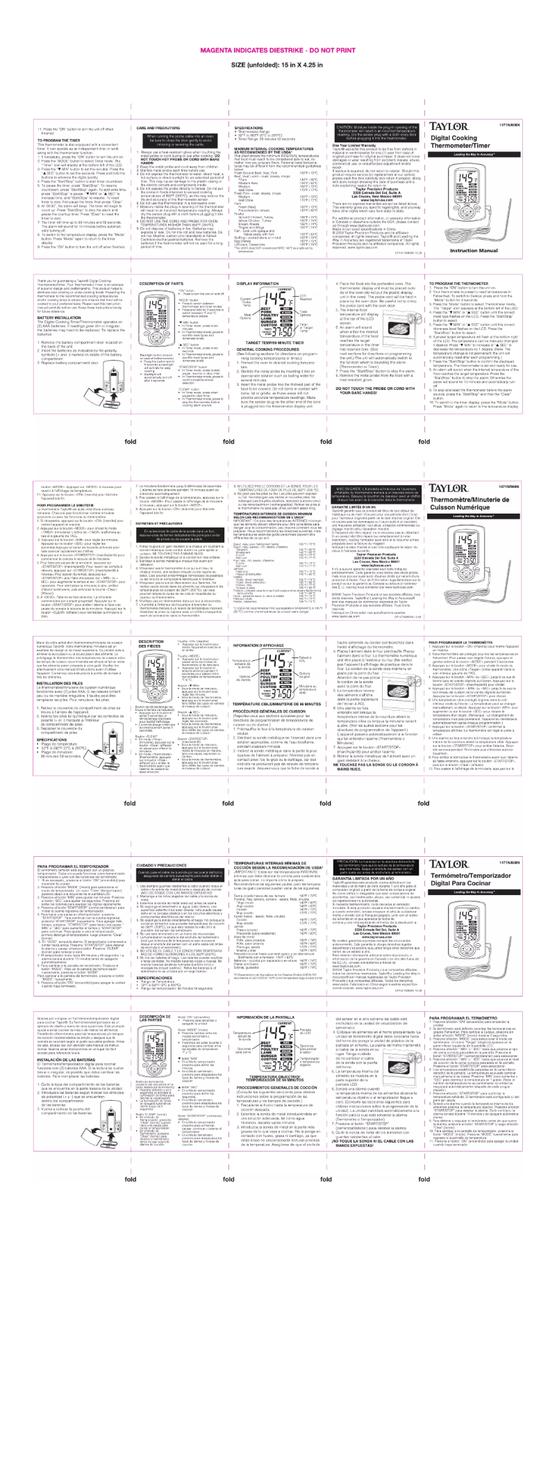 Page 1 de la notice Manuel utilisateur Taylor Weekend Warrior 808N-4L