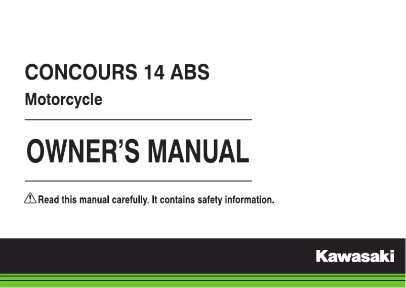Page 1 de la notice Manuel utilisateur Kawasaki Concours 14 ABS