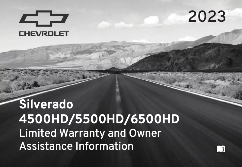 Page 1 de la notice Informations de garantie Chevrolet Silverado (2023)
