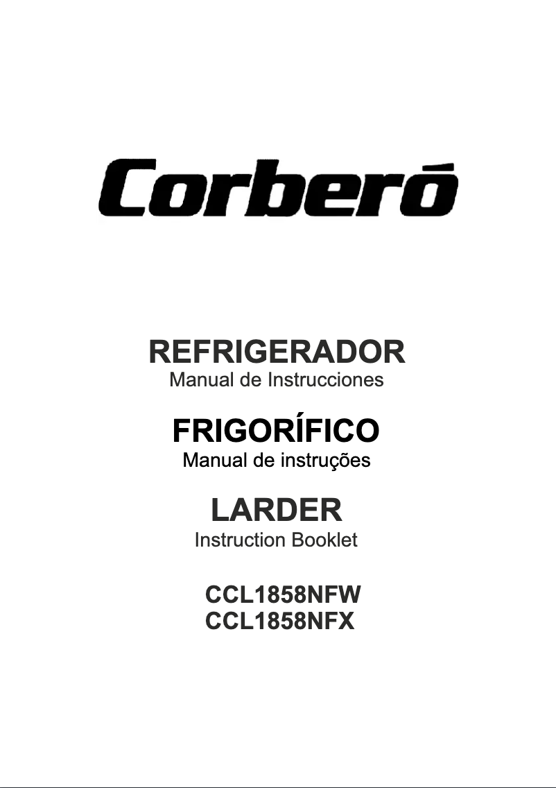 Page 1 de la notice Manuel utilisateur Corbero CCL1858NFW