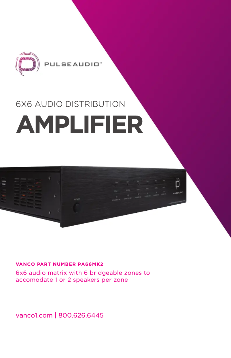 Page n°1 - Manuel utilisateur PulseAudio PA66MK2