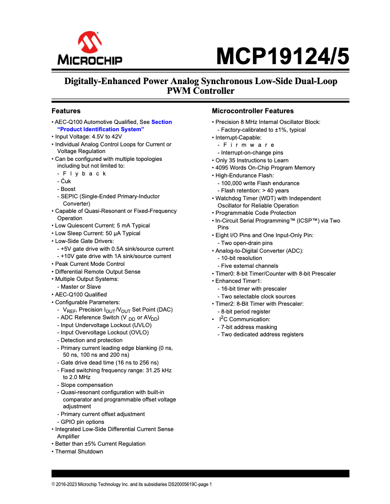 Image de la première page du manuel de l'appareil MCP19124