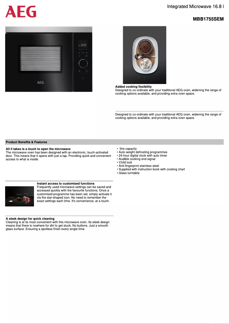Page n°1 - Fiche technique AEG MBB1755SEM