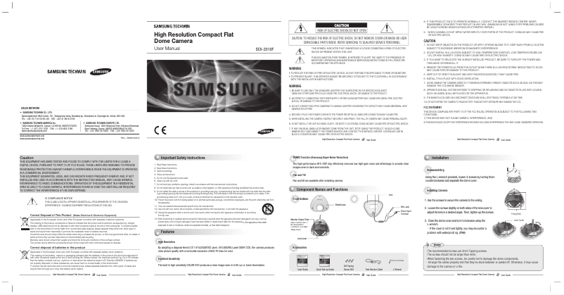 Page 1 de la notice Manuel utilisateur Samsung SCV-2010F