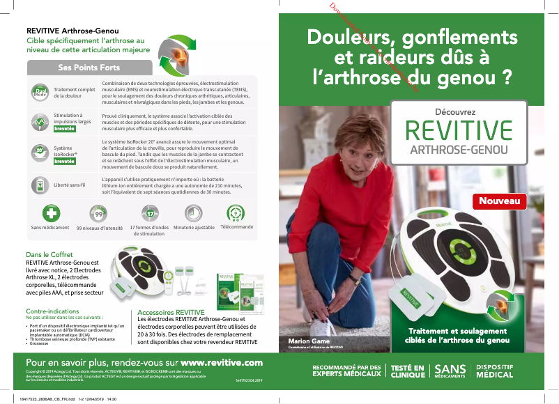 Page n°1 - Manuel utilisateur Revitive Circulation Booster Arthritis-Knee