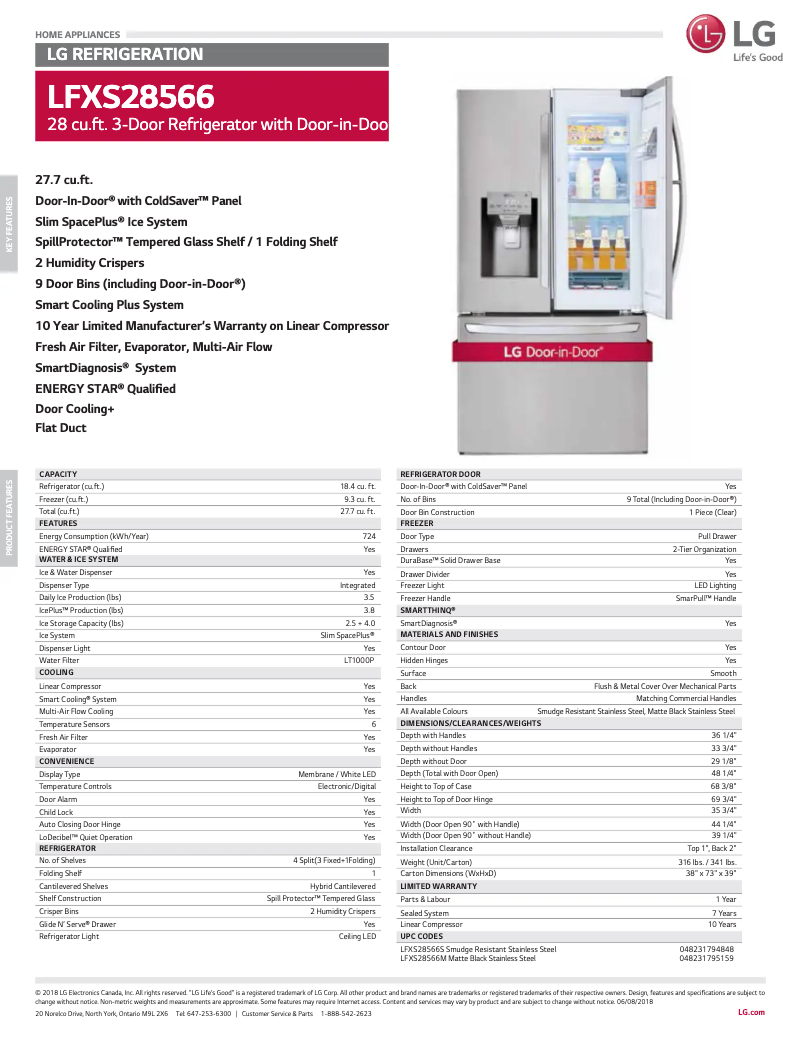 Página 1 del manual Ficha técnica LG LFXS28566M