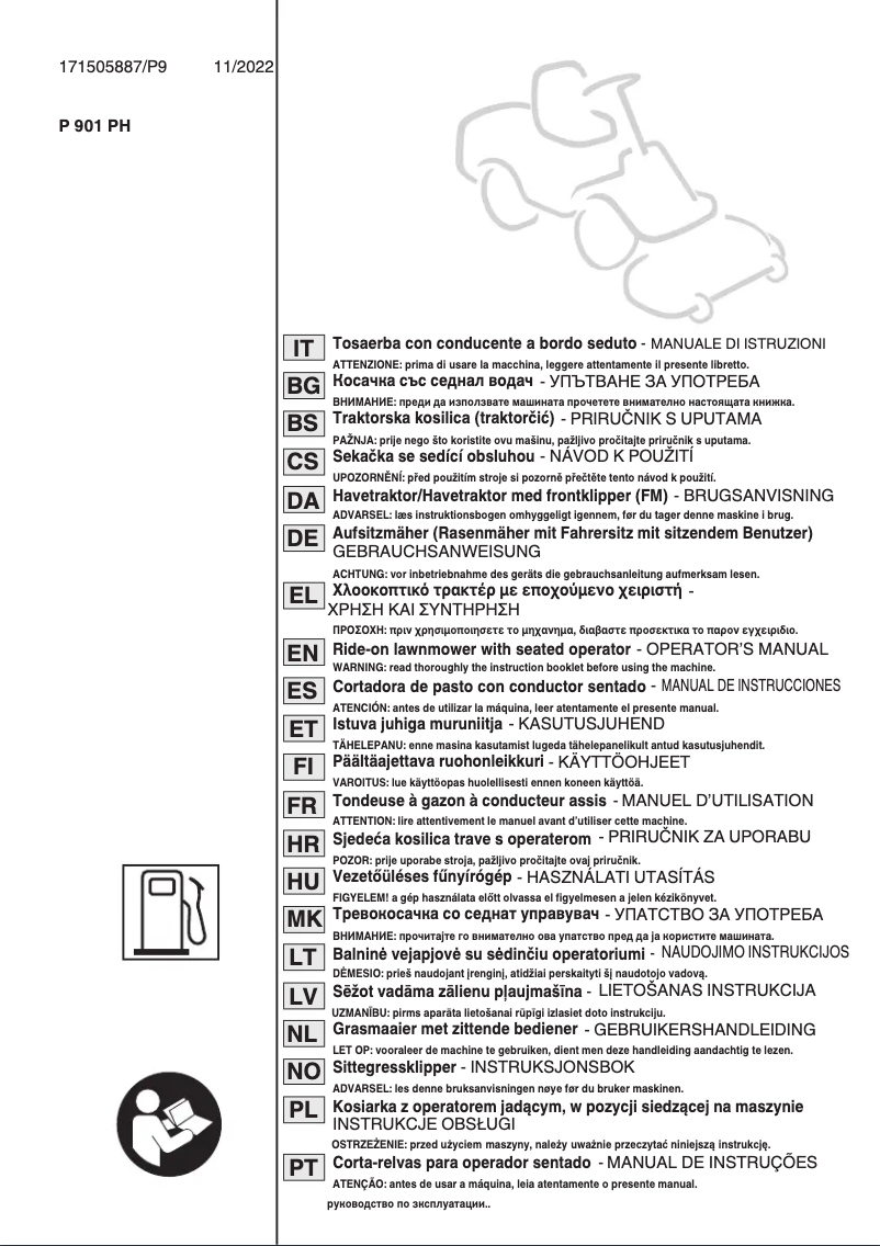Page 1 de la notice Manuel utilisateur Stiga Park Pro 900 AWX