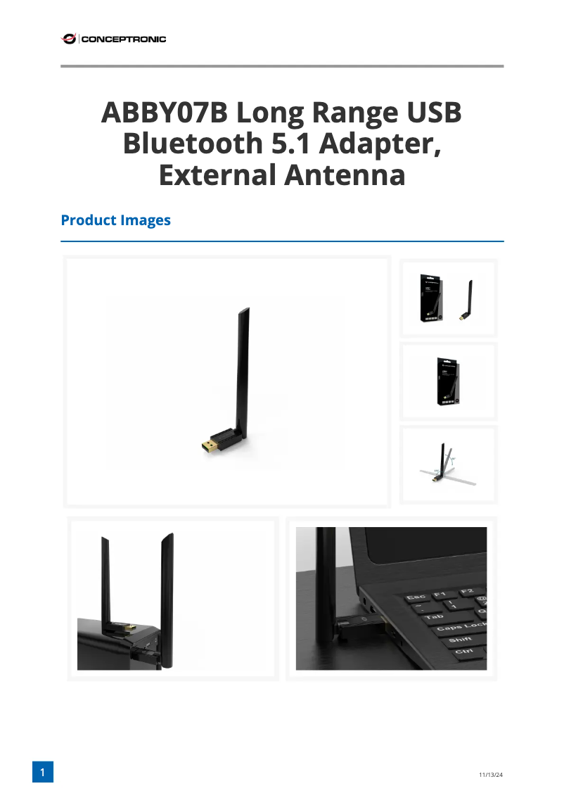 Page 1 de la notice Fiche technique Conceptronic ABBY07B