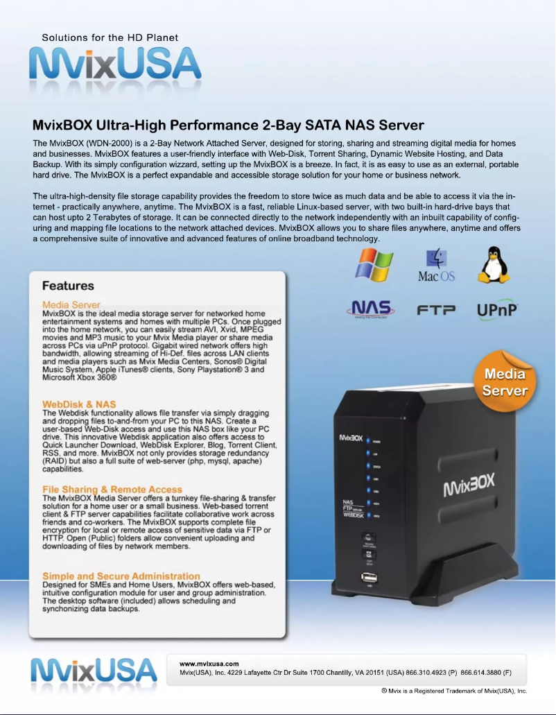 Página 1 del manual Manual de usuario MvixUSA WDN-2000